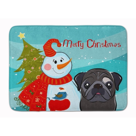 Carolines Treasures Snowman with Black Pug Machine Washable Memory Foam Mat BB1883RUG